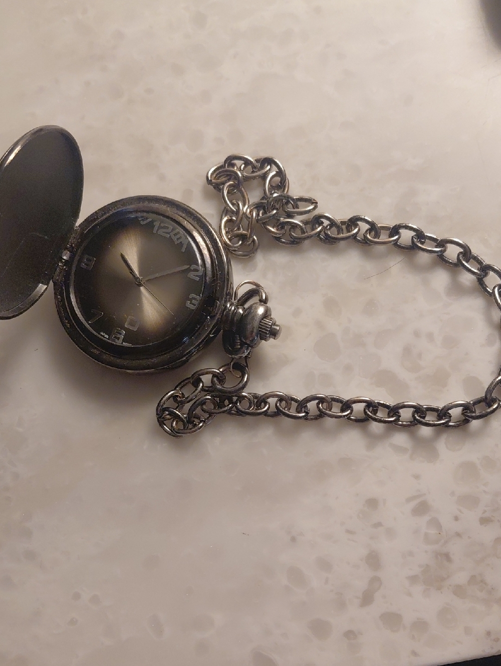 Classic Men's Pocket Watch with Chain - Gunmetal